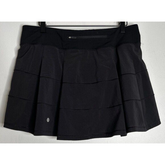 lululemon athletica Pants - Lululemon Pace Setter Skort Black Elastic Waist Size 10 Tall Pickleball Tennis